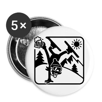 Lustig Ski Fahren Handstand Piste - Buttons groß 56 mm (5er Pack) - Weiß - Vorne