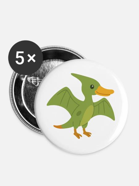 Süße Pterodactyl Ente - Buttons groß 56 mm (5er Pack) - Weiß