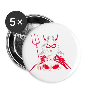 Diable Trident Enfer Diable Femme Femme Diable - Lot de 5 grands badges (56 mm) - blanc - Devant