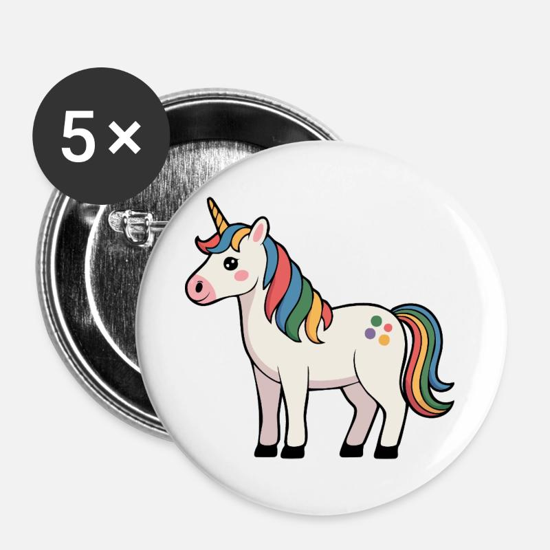 Einhorn - Buttons groß 56 mm (5er Pack) - Weiß