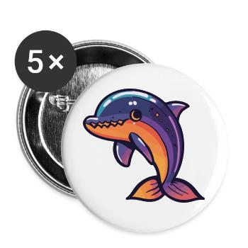 Dolphin Halloween Zombie - Buttons large 2.2''/56 mm (5-pack) - white - Front