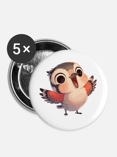 Spechte Specht - Buttons groß 56 mm (5er Pack) - Weiß