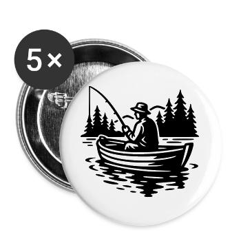 Angeln - Buttons groß 56 mm (5er Pack) - Weiß - Vorne