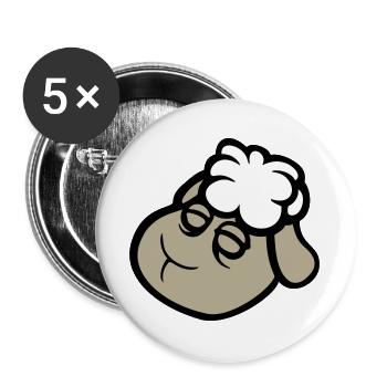 Schaf Gesicht Traurig Müde Erschöpft Schlafend Süß - Buttons groß 56 mm (5er Pack) - Weiß - Vorne