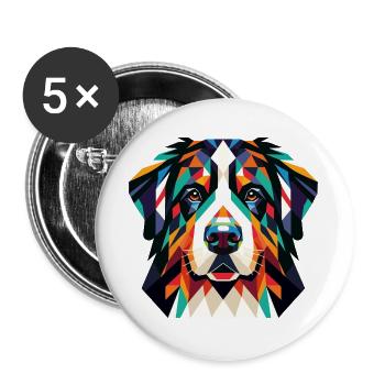 Chien - Lot de 5 grands badges (56 mm) - blanc - Devant