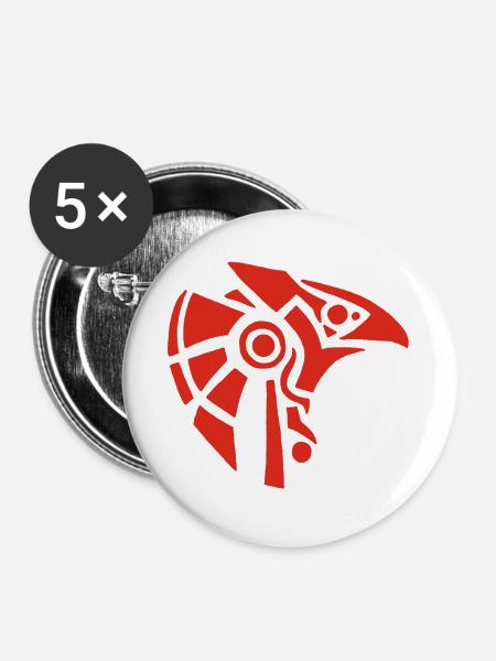 Ägyptischer Gott Horus (rot) - Buttons groß 56 mm (5er Pack) - Weiß