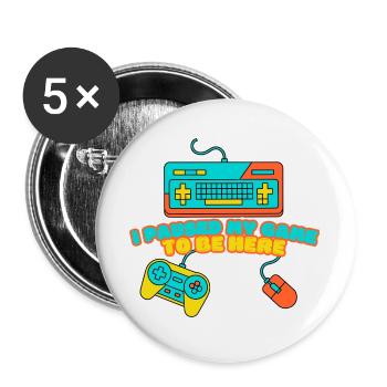 I Paused My Game to Be Here – Funny Gamer Design - Buttons groß 56 mm (5er Pack) - Weiß - Vorne