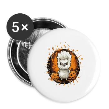 Lama Halloween Comic - Buttons groß 56 mm (5er Pack) - Weiß - Vorne