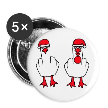 2 Seagulls Finger Insult Équipe de Noël - Lot de 5 grands badges (56 mm) - blanc - Devant