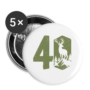 Jäger 40. Geburtstag Jagd 40 Jahre Zahl Hirsch - Buttons groß 56 mm (5er Pack) - Weiß - Vorne