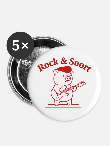 Rock & Snort Pig Guitar - Buttons groß 56 mm (5er Pack) - Weiß