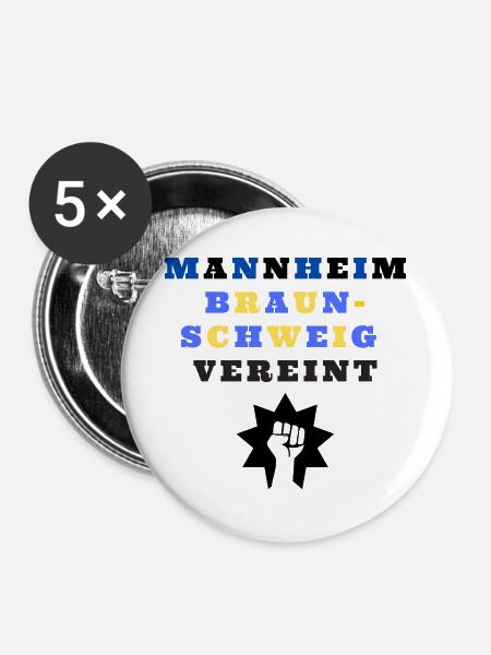 Mannheim und Braunschweig vereint - Buttons groß 56 mm (5er Pack) - Weiß