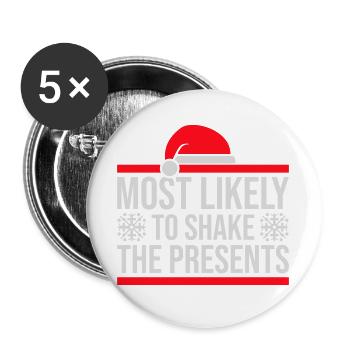 Le plus susceptible de secouer les cadeaux Noël Fun - Lot de 5 grands badges (56 mm) - blanc - Devant