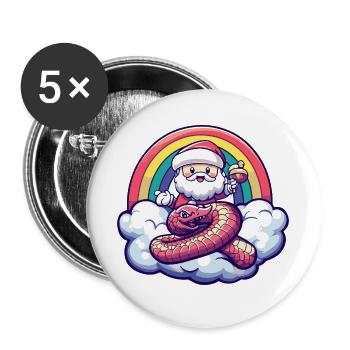 Serpent Cobra Père Noël - Lot de 5 grands badges (56 mm) - blanc - Devant