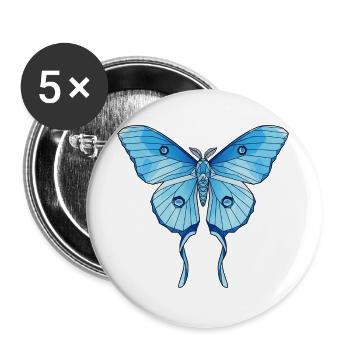 Geometrischer Blauer Schmetterling - Buttons groß 56 mm (5er Pack) - Weiß - Vorne