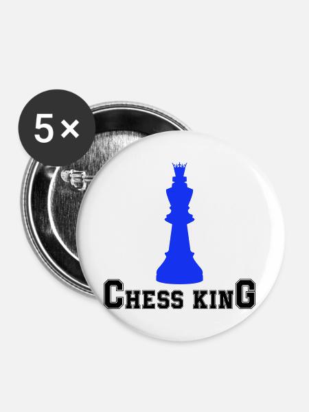 Schach König - Buttons groß 56 mm (5er Pack) - Weiß