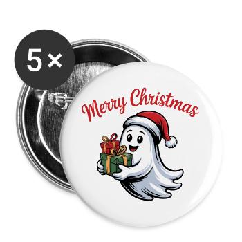 Christmas spirit with gifts - Buttons large 2.2''/56 mm (5-pack) - white - Front