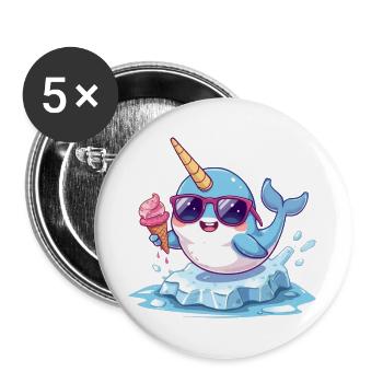 narval_glace - Lot de 5 grands badges (56 mm) - blanc - Devant