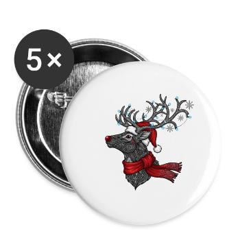 Cadeau de t-shirt de Noël de renne drôle - Lot de 5 grands badges (56 mm) - blanc - Devant