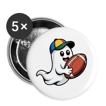 Geist mit Football und Cap - Buttons groß 56 mm (5er Pack) - Weiß - Vorne