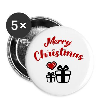 Merry Christmas - Buttons groß 56 mm (5er Pack) - Weiß - Vorne