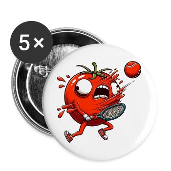 Funny tomato playing tennis with tennis ball - Buttons large 2.2''/56 mm (5-pack) - white - Front