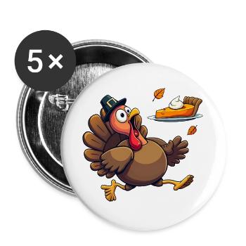 Thanksgiving Lustiger Thanksgiving Truthahn - Buttons groß 56 mm (5er Pack) - Weiß - Vorne