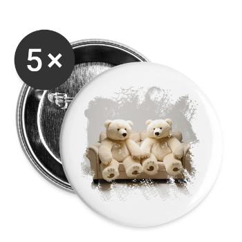 Cuddly Bears on the Sofa Duo - Buttons large 2.2''/56 mm (5-pack) - white - Front