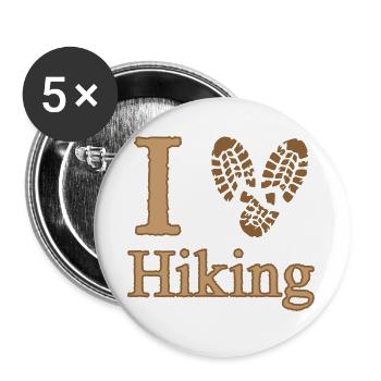 I Heart Hiking Camping Nature Walking - Buttons large 2.2''/56 mm (5-pack) - white - Front
