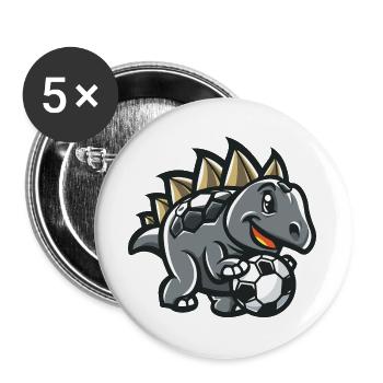Stegosaurus dessin animé football - Lot de 5 grands badges (56 mm) - blanc - Devant