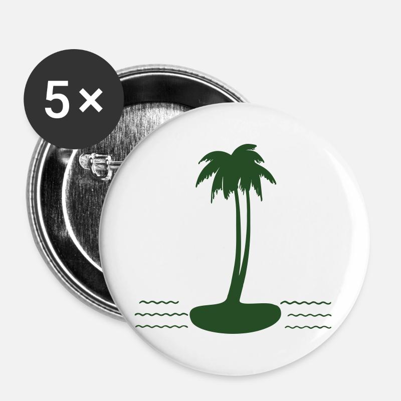 Palm Island Silhouette - Buttons large 2.2''/56 mm (5-pack) - white