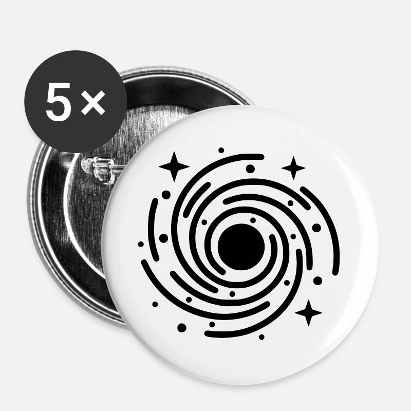 Galaxy & Black Hole | Universe Symbol - Buttons large 2.2''/56 mm (5-pack) - white