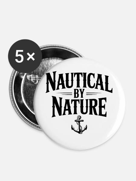 Von Natur aus nautisch - Buttons groß 56 mm (5er Pack) - Weiß