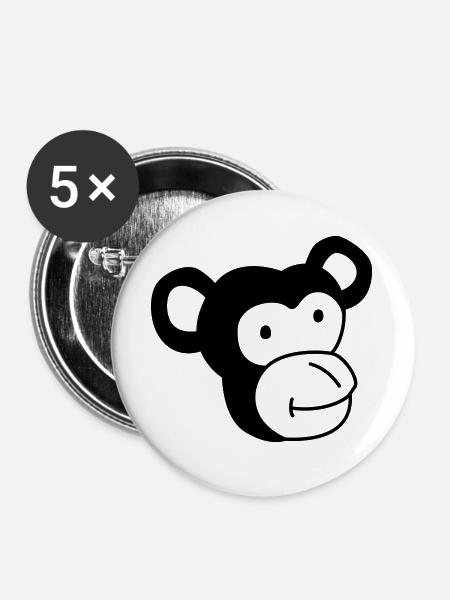 Niedlicher Affe – Dschungel & Tierfreund Design - Buttons groß 56 mm (5er Pack) - Weiß