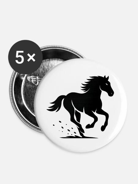 Pferdegalopp Silhouette - Buttons groß 56 mm (5er Pack) - Weiß