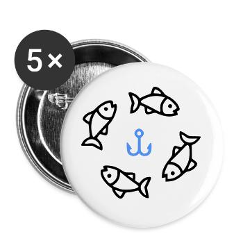Fishing & Fishing | Petri Heil Hobby Logo - Buttons large 2.2''/56 mm (5-pack) - white - Front