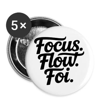 Focus Flow Fly Script - Lot de 5 grands badges (56 mm) - blanc - Devant
