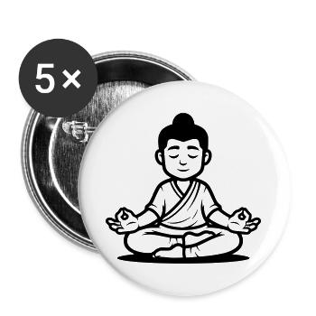 Figure méditative dans le lotus – motif spirituel - Lot de 5 grands badges (56 mm) - blanc - Devant