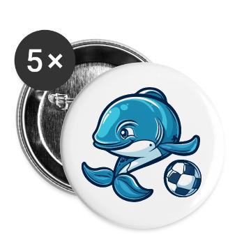 Whale Football Comic - Buttons large 2.2''/56 mm (5-pack) - white - Front