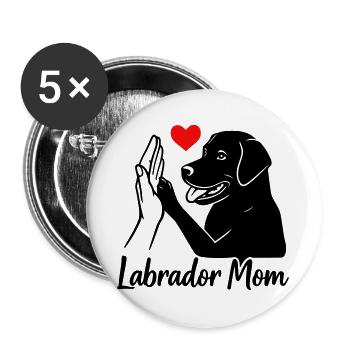 Labrador Mom - Buttons groß 56 mm (5er Pack) - Weiß - Vorne