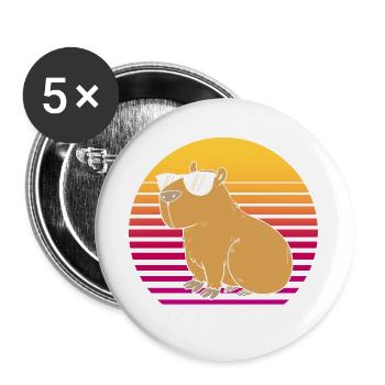 Joyeux anniversaire Capybara Joyeux anniversaire - Lot de 5 grands badges (56 mm) - blanc - Devant