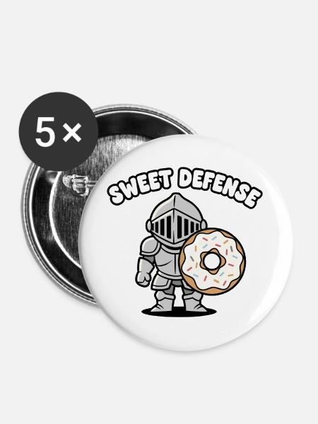 Ritter mit Donut - Buttons groß 56 mm (5er Pack) - Weiß