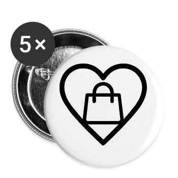 Heart + Shopping – Shopping Lover - Buttons large 2.2''/56 mm (5-pack) - white - Front
