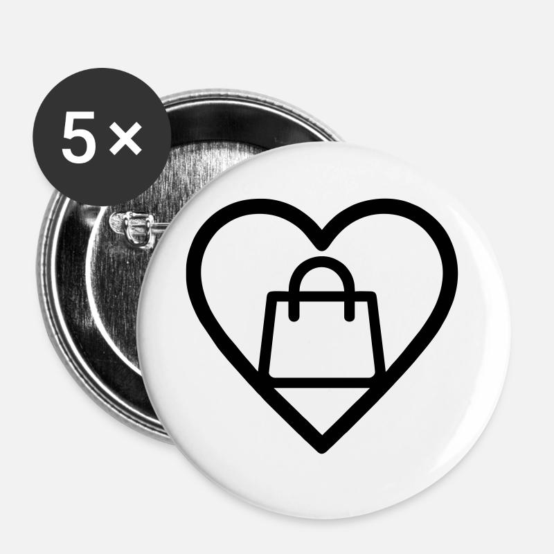 Heart + Shopping – Shopping Lover - Buttons large 2.2''/56 mm (5-pack) - white