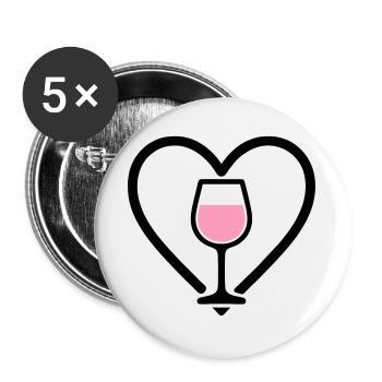 Heart + Rosé Wine – Rosé Lover - Buttons large 2.2''/56 mm (5-pack) - white - Front