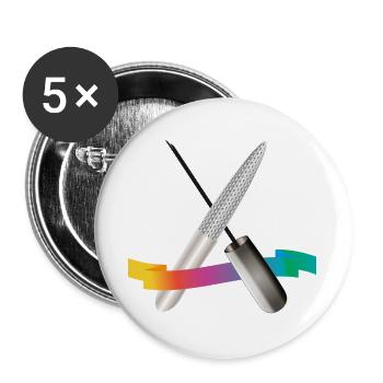 Maniküre-Werkzeuge mit Farbverlauf Illustration - Buttons groß 56 mm (5er Pack) - Weiß - Vorne