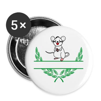 Mouse Laurel Wreath with Namespace - Buttons large 2.2''/56 mm (5-pack) - white - Front