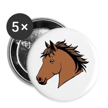 Chevaux T-shirt Cadeau Cavalier - Lot de 5 grands badges (56 mm) - blanc - Devant