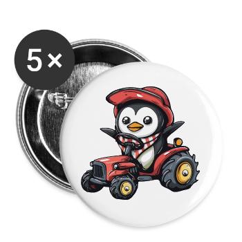 Éleveur de tracteurs Pingouins - Lot de 5 grands badges (56 mm) - blanc - Devant