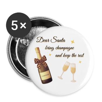 Cher Père Noël Design - Lot de 5 grands badges (56 mm) - blanc - Devant